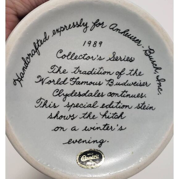 BUDWEISER SPECIAL EDITION 1989 HOLIDAY STEIN WINTER'S EVENING - Picture 6 of 11